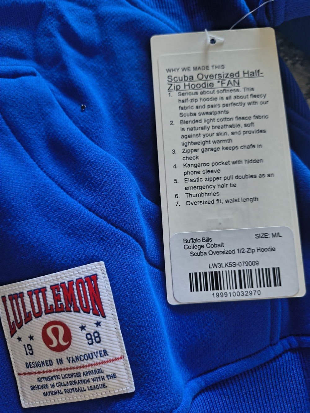lululemon athletica Blue Buffalo NFL Cropped Half-Zip Hoodie - Picture 4 of 10